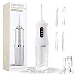Idropulsore Dentale Portatile Pulizia Denti Rimuovi Tartaro, Water Flosser, Irrigatore Orale Senza Fili, Wasserdicht und Wiederaufladbar 4 Düsen 1 Ladekabel Geeignet für Reisen