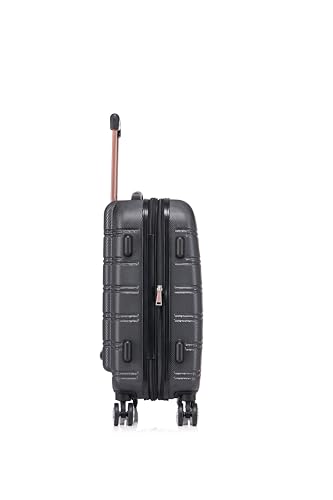 Image of Rockland Melbourne Hardside 2 Piece Expandable Spinner Wheel Luggage Set, Carry-On 20 inch and Tote 14 inch, Black