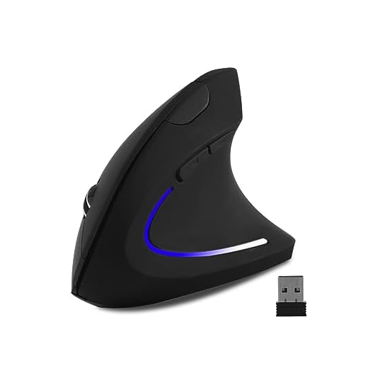 Mouse vertical sem fio preto ergonômico vertical de alta precisão Ergo óptico 2.4G sem fio leve mouse para jogos com 3 DPI800/1200/1600 ajustáveis para PC/laptop/desktop/Mac 6 botões