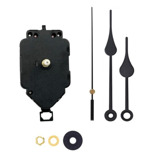 MuchLuckystar Meccanismo di movimento per orologio a pendolo con lancette a picche, albero da 22 mm per pannello spesso 8-10 mm, kit di riparazione per orologi da parete fai da te, nero