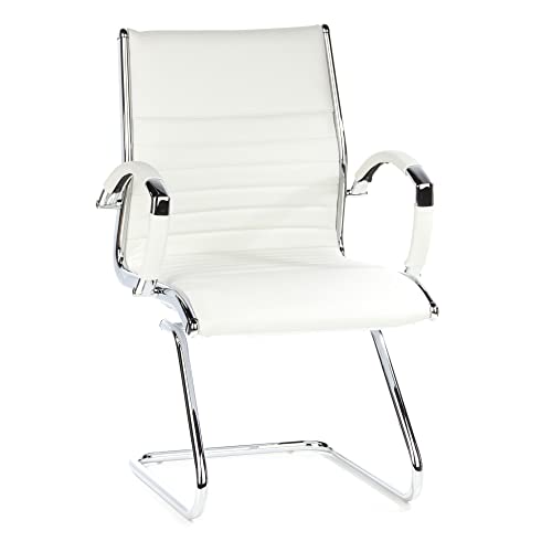 Hjh Office 660515 Silla De Confidente Parma V Cuero Blanco Crema, Silla Movible Libremente De Diseño Moderno, Apoyabrazos De Aluminio, Cromados Hjh Office 660515 Silla De Confidente Parma V Cuero Blanco Crema, Silla Movible Libremente De Diseño Moderno, Apoyabrazos De Aluminio, Cromados