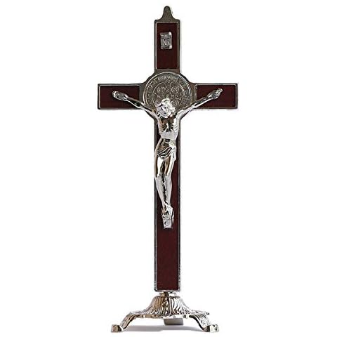 Calculs Metal & Wood Crucifix Table Cross - Catholic Table Cross With Stand For Prayers Home Decor 8" Cover