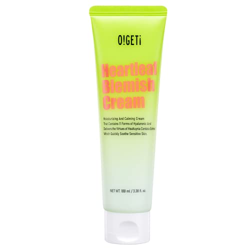 O!GETi Heartleaf Blemish Cream For Replenish and Soothe Senitive Dry Skin, Skin Care, Moisturizing Recovery Cream, Heartleaf Extract, Tea tree oil, 11-Layered Hyaluronic Acid, Panthenol 3.38Oz (100ml)