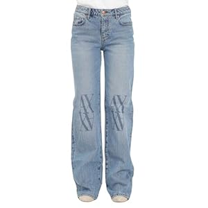 Armani Exchange Women’s Low Rise Relaxed Fit Rigid Cotton Twill with Ax Embroidery on Knee