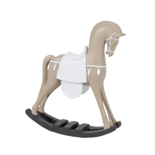Baoblaze Cheval à bascule décoratif en résine, sculpture décorative pour bureau, statue d'animal pour chambre à coucher, Gris