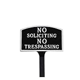 Montague Metal Products SP-82sm-LS-BS No Soliciting, No Trespassing Small Arch Lawn Stake-Black/Silver Statement Plaque, 5.5 x 9
