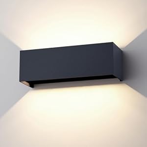 Klighten 30W Außenlampe Außenwandleuchte Anthrazit,Aussenleuchte Aussenlampe Wand UP Down,IP65,Wandleuchten Innen/Außen Mit Einstellbar Abstrahlwinkel,für Wohnzimmer Garten,Naturweiß 4000K