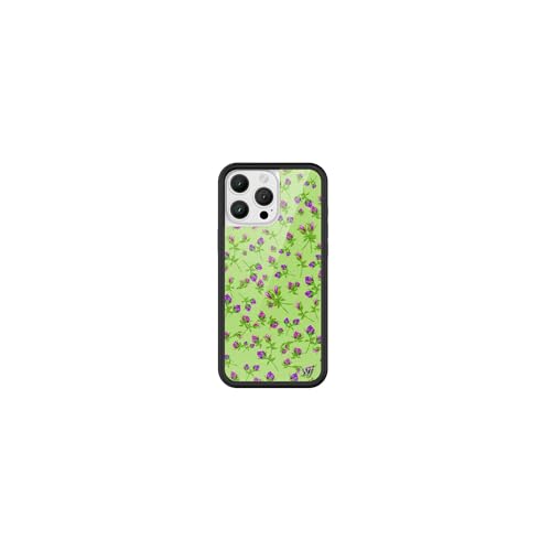 Image of Wildflower Cases - Compatible with iPhone 16 Pro Max| Protective Black Bumper, 6.5ft Drop Test Certified, Women Owned Small Business | Floral Green Aesthetic Dainty Cute | Purple Posie Rosie