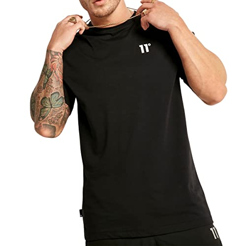 Eleven Degrees Camiseta Back Graphic Black Red Negro Rojo Hombre (as4, Alpha, m, Regular, Regular, Estándar, Negro, M)