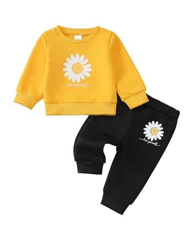 Image of Saeaby Toddler Baby Girl Clothes Infant Girls Outfits Fall/Winter Sweatsuit Cute Sweatshirts Jogger Pants Girl Clothing Sets