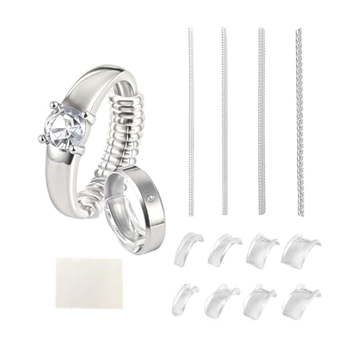 ring size adjuster for loose rings 12 pack  invisible ring guard insert amp spiral resizer kit  comfort fit for womenmen 12 sizes  polishing cloth