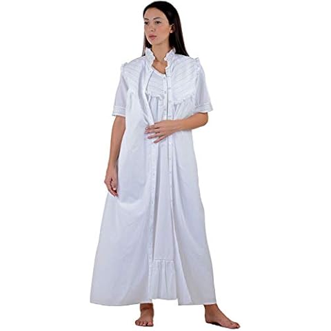 White Cotton Nightdress/Housecoat Set | Cotton Lane Cover