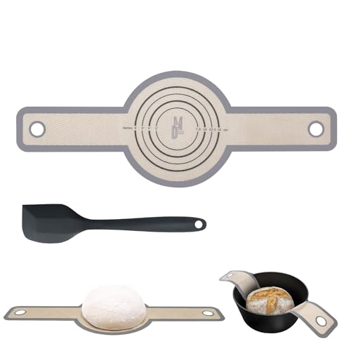 Heavy Duty Silicone Bread Sling Round - Perfect for Dutch Oven Baking | Uniform Cooking up to 446°F | Professional, Durable | BPA Free & Non-Stick Bread Mat (Single Pack + Spatula)