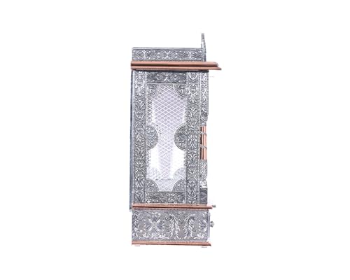 Silver Mandir for Home - Copper Oxidized - Without Door (Medium)