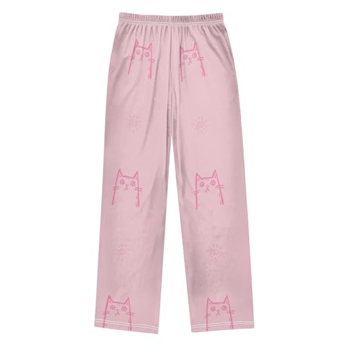 Cute Draw Cats Boys Pants Boys Athletic Pants Long Pant for Boy with Pockets Wide-Leg Size 6-14Y2
