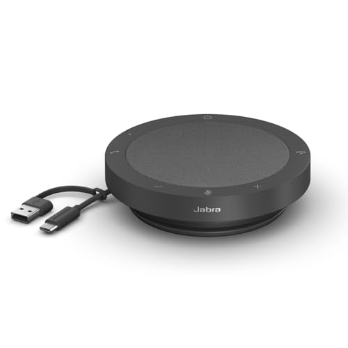Jabra Speak2 40 - Speakerphone sans fil avec 4 micros à réduction de bruit, Haut-parleur 50 mm, Son large bande, Connexion USB A et USB C - Certifié MS Teams - Gris...