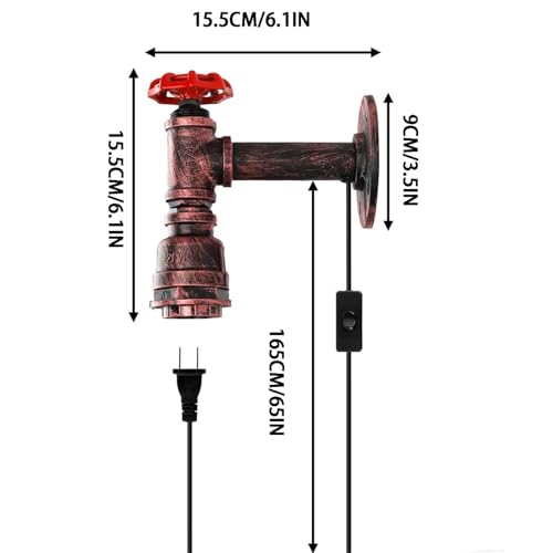 Lámpara de pared creativa sin obras apliques industriales con enchufe e interruptor para iluminar salón 4