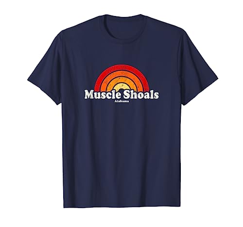 Muscle Shoals Alabama AL Vintage anni '70 Retro Rainbow Design Maglietta