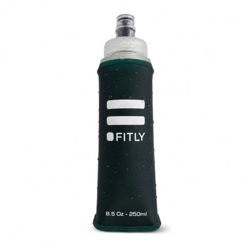 Image of Soft Flask - 8.5 oz (250 ml) - Shrink As You Drink Pocket Soft Water Bottle for Hydration Pack /Running Vest - Folding Water Bottle for Running, Hiking, Cycling - Ski Water Bottles - Petrol Blue