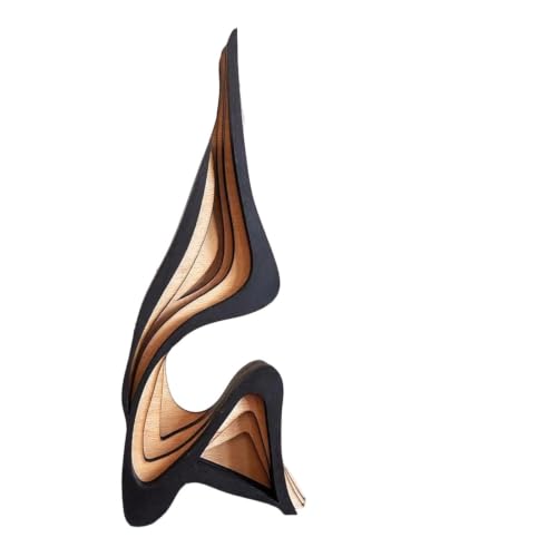 Image of RetroNest Abstract Wood Sculpture, Minimalist Solid Wood Figurine Decor