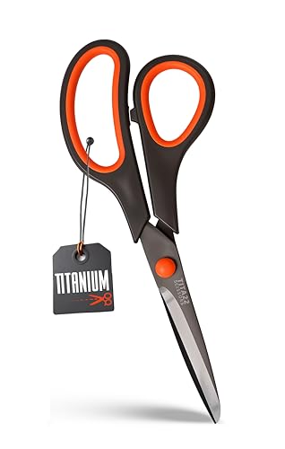 Titanium Coated 8 Heavy Duty Scissors TITA22 Ultra Sharp Rust-Resistant Comfortable Handle Multipurpose for Office Home School & Crafting Scissors (Pack of 1)