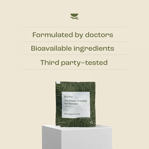 Image of bird&be The Power Prenatal for Females - Fertility Support with Algae Oil DHA (Omega-3), CoQ10 and N-Acetyl Cysteine - 30-Day Supply