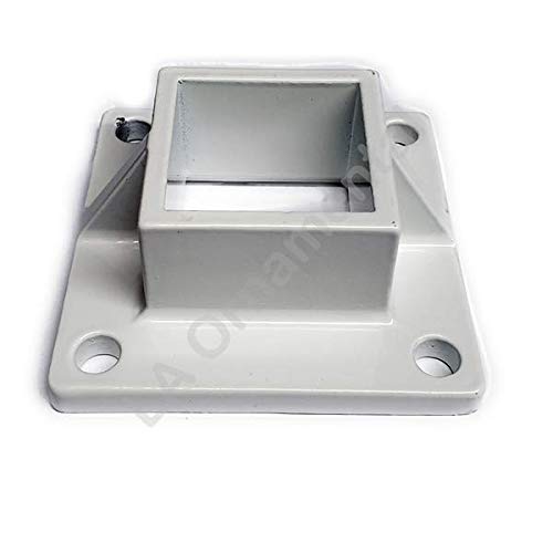 Floor Flange 2" x 2" Square Aluminum Fence Posts Heavy Duty, Deck Mount White, Lot of 12 Pieces