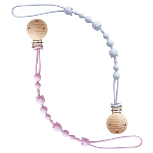 Hshenjhu 2 Piezas Cadena Chupete Bebe, Chupetero de Silicona, Sujeta Chupete Clip con Pinza, Sujeta Chupete para Bebés Niños y Niñas, Juguetes Mordedores para la Dentición