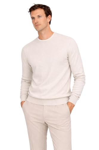 State Cashmere Essential Crewneck Sweater - Long Sleeve Pullover for Men Made with 100% Pure Cashmere Sourced from Inner Mongolia Goats - Soft Lightweight & Versatile - (Undyed White Small)