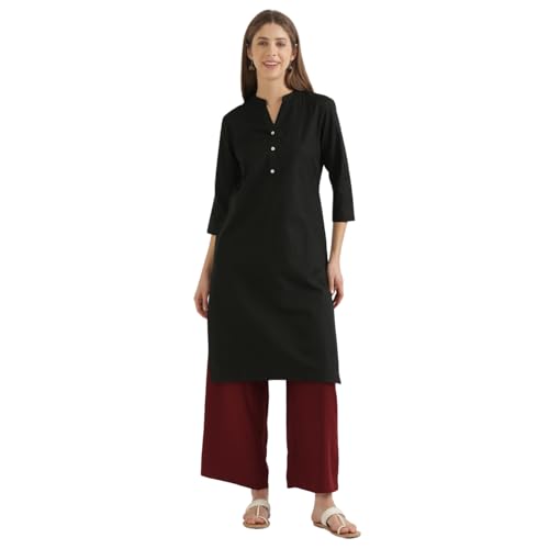 Image of SAADAA Palazzo Pants for Women Half-Elasticated Waistband | Palazzo for Women in Soft Viscose Fabric | Regular Fit with Mid Rise Waist & Deep Pockets | Versatile for Formal & Casual Wear