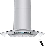 IKTCH 30-inch Wall Mount Range Hood Tempered Glass 900 CFM, Kitchen Chimney Vent Stainless Steel with Gesture Sensing & Touch Control Switch Panel, 2 Pcs Adjustable Lights(IKP03-30)