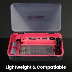 Image of HARDELL Mini Cordless Rotary Tool, 5-Speed 3.7V Rechargeable Rotary Tool Kit with 129Accessories, USB Charging Multi-Purpose DIY Tool for Sanding, Polishing, Drilling, Engraving, Woodworking(Pink 129)