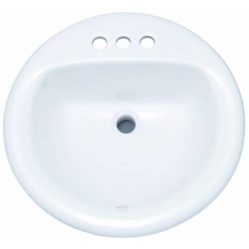 Proflo Pf194Rwh Proflo Pf194R Rockaway 19" Circular Vitreous China Drop In Bathroom Sink With Overflow And 3 Faucet Holes At 4" Centers #TOP1