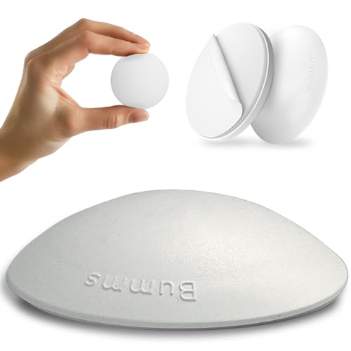 Bumms Türstopper für Boden und Wand Weiß selbstklebend ohne bohren [4 Stück] - Ø 60 mm - Wandpuffer für Wandschutz aus Gummi - Türpuffer für Türanschlag Türgriffschutz bei Wänden