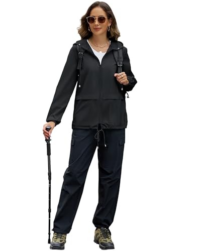 POGTMM Women Raincoats Lightweight Waterproof Packable Rain Jackets Active Outdoor Hooded Windbreaker Jakcet3