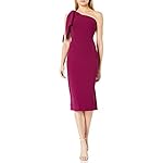 Dress the Population Women’s Tiffany One Shoulder Bow Detail Midi Sheath Dress