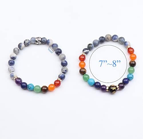 UEUC Chakra Bracelets for Women, Yoga 7 Chakra Crystals Gemstone Bracelet, 8mm Crystal Meditation Energy Balancing Bracelets