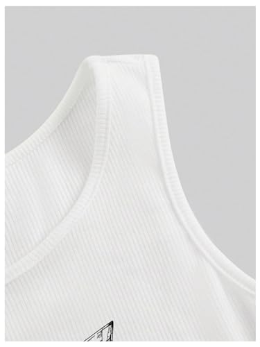 Women's Sleeveless Ribbed Knit Tank Top Graphic Print Crew Neck Tee Shirt Casual Slim Fit Crop Tops3