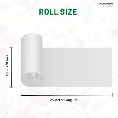 Image of Oasis Gift Wrapping Frosted Cellophane Roll For Multipurpose Hamper Packaging & Flower Bouquet Wrapping 80cmx25mtr 1 No Frosted Film Roll (x) Green Silver)