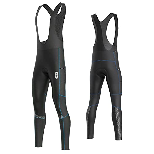FDX Collants de Cyclisme à Bretelles pour Homme, Super Roubaix Thermique Italien, Pantalon de vélo résistant à l'eau, Coupe-Vent, rembourré 3D, léger, adapté à l’Hiver Cover