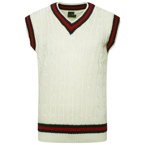 VEARZ® Adults Mens Sleeveless V Neck Cricket Jumper, Plain Cable Knitted Unisex Classic Business Office Casual Tank Top, Sports Sweater Tops Plus Size UK S-2XL