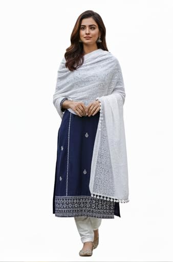 Women's Printed Casual Cotton Blend Dupatta|Chunni|Scarf 2.25 Meters With Pom Pom Lace