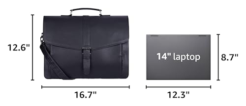 Image of ESTARER Men's Leather Briefcase 15.6 Inch Laptop Computer Bag for Office /Business /Travel, Large Satchel Professional Pu Leather Messenger Shoulder Bag, Black