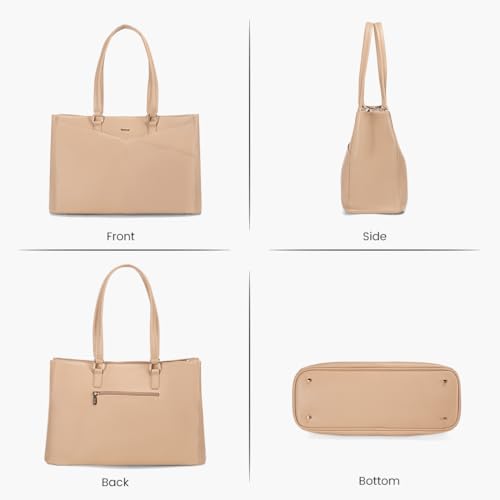 Image of Laptop Tote Bag for Women 15.6 Inch Waterproof Leather Computer Laptop Bag Women Business Office Work Bag Briefcase Large Travel Handbag Shoulder Bag