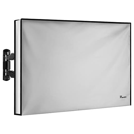 Garnetics Outdoor TV Cover 40", 42", 43" - Universal Weatherproof Protector for Flat Screen TVs - Fits Most TV Mounts and Stands - Grey