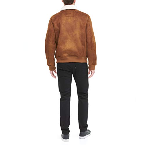 Image of DKNY Men's Faux Shearling Bomber Jacket With Faux Fur Collar