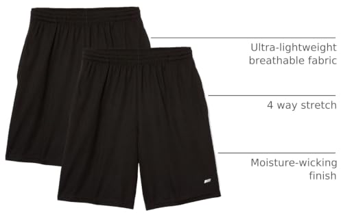 Image of Amazon Essentials Men's Athletic Basketball Gym Shorts, Breathable Moisture Wicking Loose-Fit with Elastic Waist, Pack of 2