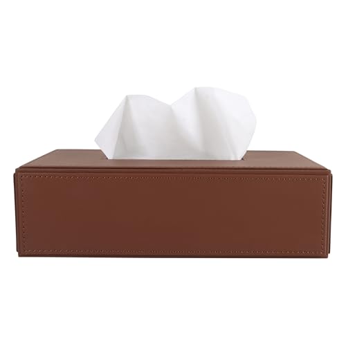 Image of V-CUBE DESIGNS Premium Vegan Leather Tissue Box Holder | Paper Napkin Holder | Sturdy Tissue Case /Cover /Dispenser /Organizer for Home /Bathroom /Office /Table /Desk /Car | Tan