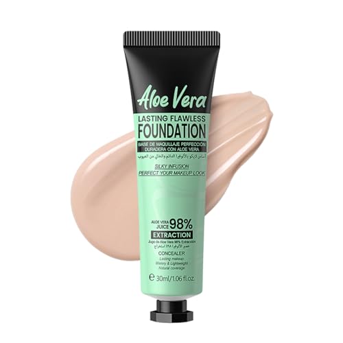 Foundation Full Coverage, Liquid Foundation, Velvet Matte Foundation, Smooth Lasting Finish Face Foundations Hydrating Lightweight, Concealer Oil Control Primer Makeup with Aloe Vera Extract