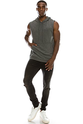 JC DISTRO USA-made Mens Active Lightweight Soft Fabric Sleeveless Hoodie (S~Big 6XL, Big2